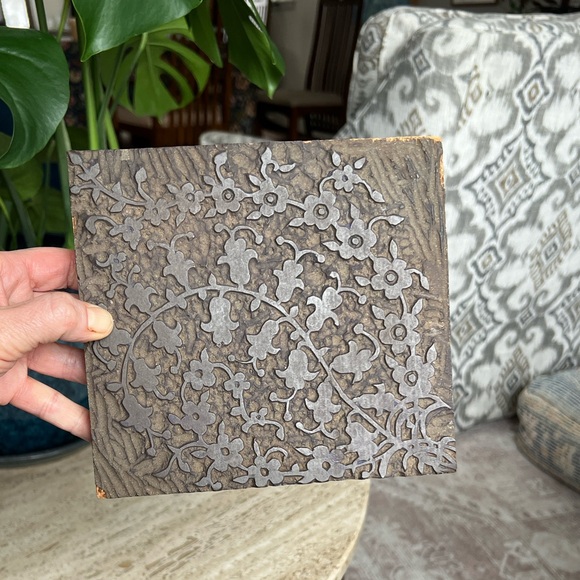 Vintage Floral Hand-carved Printing Plate
